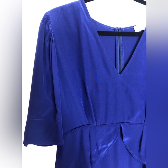 Stella McCartney Royal Blue 100% Silk Short Sleeve Mini Dress Size 42 IT/ US 8 - Picture 2 of 12